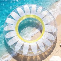 1PC Flower Inflatable Swim Ring Clear Glitter Pool Float Daisy Swimming Tube for Beach Pool Outdoor Summer