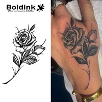Boldink Rose Temporary Tattoo,Lasts To 15 Days New Technology Magic Waterproof Semi Permanent Sticker.