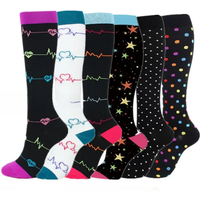 AliExpress 3/5/6/7 Pairs Compression Socks Women Men Knee High Sports Socks Edema Diabetes Varicose Veins Running Cycling Marathon Socks