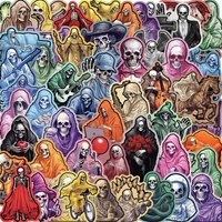 50Pcs Funny Colorful Skull Stickers Cool Skeleton DIY Stickers Scrapbooking Phone Luggage Skateboard Waterproof Decals