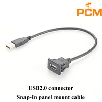 USB2.0 Snap-In panel mount cable, USB-A clip-on panel mount female to male extension cable for bulkhead and flange mount,480Mbps