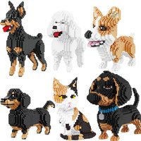 New Simulation Animal Building Blocks Pet Cat And Dog Assembled Model Adult Decompression Game Children's Educational Gift