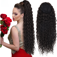 BOL Synthetic Curly Ponytail Extension Kinky Curly Hairpiece 24-30Inch Soft Long Drawstring Water Wave Ponytail for Women