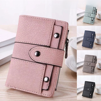 KISMIS Ladies New Style PU Leather Rivet Short Wallet Zipper Change Card Holder Women's Coin Purse Wallet Money Bag