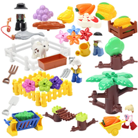 Compatible Bricks Farm Big Building Blocks Plant Decoration Accessories Fence Trees Grass Fruit Set Children Assemble Toys Gift