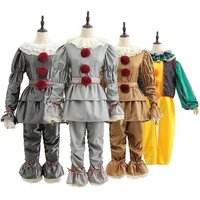 New Halloween Adult Men Pennywise Clown Cosplay Costume Carnival Party Boys Girls Stage Performance Villain Vintage Clothing Set