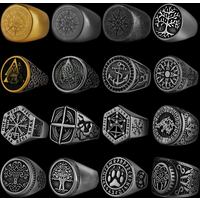Nordic Viking Stainless Steel Ring Anchor Compass Tree of Life Viking Rune Wolf Men and Women Ring Jewelry Factory Wholesale
