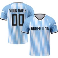 Custom Argentina Soccer Jersey Personalized with Name Number Breathable V-neck Football Team Shirt for Men Youth Women