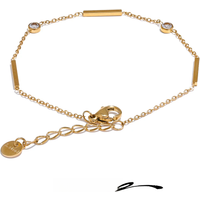 Yhpup 316L Stainless Steel Zircon Thin Chain Bracelet Bangle for Women Summer Simple Water Resistant Chic Jewelry Men
