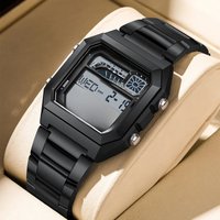 Luxury Mens Watches LED Luminous Calendar Man Wristwatch Fashion Waterproof Square Stainless Steel Chronograph Digital Watches