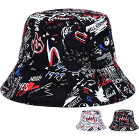 Unisex What Graffiti Printing Personality Bucket Hats Fishermen Caps Outdoor Casual Cap Sunscreen Hat