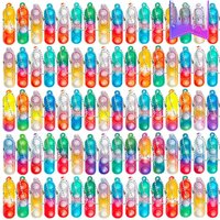 12/24/80Pcs Mini Pop Fidget Toys Bulk Party Favors for Kids Pop Keychain Sensory Toys Bag Fillers Pop Toddler Birthday Carnival