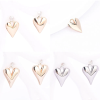 (8796) 6PCS 24K Gold Color Brass Heart Shaped Charms Pendants High Quality Jewelry Making Findings Accessories Wholesales