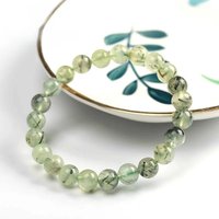 JD Natural Stone Prehnite Beads Bracelet Women Elegant Round Green Grape Stone Charm Yoga Strand Bangles Female Jewelry Gift