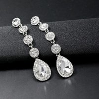 1 Pair Rhinestone Dangle Earrings Sparkling Faux Crystal Earrings Fashionable Women Charm Earrings Jewelry Bridal Accessories
