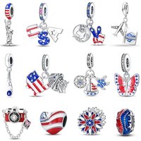 Charms Fit Pan S925 Silver American Style USA Eagle Independence Day Camera Passport Beads Original Bracelets DIY Fine Jewelry