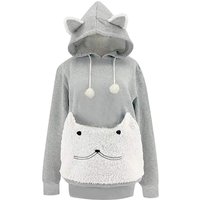 Pet Hoodies Sweatshirt Cat Dog Holder Large Pouch Loose Clothing Pocket Carrier for Puppy Kitten Polar Fleece Pullover Sweatshir