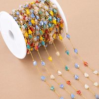 AliExpress MINGXUAN 1meter Stainless Steel Beaded Chain Colorful Gravel Stone Triangle Bead Chains for Necklaces Bracelets DIY Boho Jewelry Making