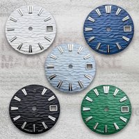 28.5mm G S Logo Wave Dial Fit NH35/NH36/4R/7S Movement Green Luminous High Quality Watch Modification Accessories
