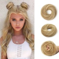 Chignon Hair Buns Real Human Hair Extensions Elegant Hair Bun Style Blond Hair 6inch