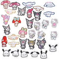 6/7Pcs Anime Hello Kitty Kuromi Pochacco Melody Cinnamon Coat Iron-On Embroidery Patch Self-Adhesive Applique for Kids' Clothing