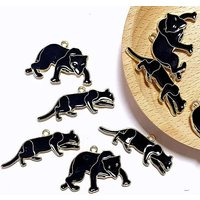 10pcs Original Black Panther Alloy Enamel Charms Cool Animal Metal Pendant For Necklace Earring DIY Jewelry Make