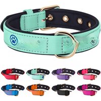 Customized Dog Collar Soft Padded Leather Dog Collar Free Print Name Bone Pet Dog Collars Perro For Medium Large Dogs