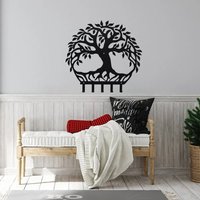 Enchanting 1pc Tree Of Life Key Hooks in Matt Black - Wall Mounted for Organized and Decorative Key Storage