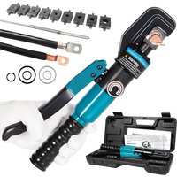 Ręczne narzędzie hydrauliczne do zaciskania kabli o przekroju od 4 mm² do 70 mm², narzędzie hydrauliczne do zaciskania kabli wraz z 9 zestawami matryc do zaciskania przewodów.