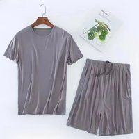 2026 Men's Summer Casual Sleepwear Sets Solid HomeWear Suits 2pcs Modal T-shirt and Shorts Oversized Summer Pajamas Male L-8XL