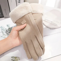 AliExpress RNO Rich Name Ocean Women Winter Thick Plush Gloves Fashion Warm Suede Outdoor Guantes Lady Touchscreen Driving Gloves Sports Cycling Mittens