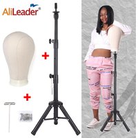 Alileader New 140Cm/64Cm Wig Stand Wig Tripod With Mannequin Canvas Block Head Adjustable Tripod Stand Wig Making kit TPins Gift