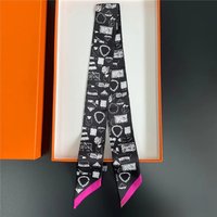 Europe 2025 Fashion New National Style Small Nroken Flower Women's Decorative Twill Binding Bag Handle Silk Scarf Ribbon Scarf