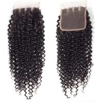 Kinky Curly Lace Closure Only 4x4 Lace Closure Human Hair Free Middle Part Remy Hair Brazilian Human Hair Closure Natural Color