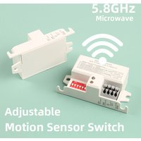 Motion Sensor Switch 5.8GHz Microwave Radar Wireless Body Movement Adjustable Detector More Advanced than PIR Infrared