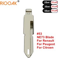 10pcs NE73 #53 Uncut Metal Blank Car Key KD MINI/KD900/VVDI Car Flip Key Blade For Renault Peugeot 206 207 Citroen C2