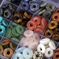 5PCS 18mm Big Hole Natural Stone Beads Round Donut Quartz Crystal Charm Beads for Jewelry Making DIY Accessries Wholesale