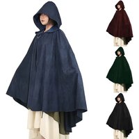 Hood Cloak Cosplay Medieval Cape Halloween Carnival Unisex Adult Mage Witchcraft Wicca Robe Conceal Gown Gothic Vampire Knight