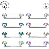 ASTM F136 Titanium CZ Micro Dermal Piercing Round CZ Dermal Anchor Flat Bar 14G Internal Threaded Surface Piercing Body Jewelry