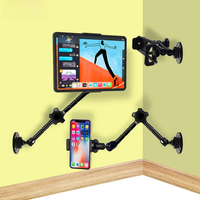 Long Arm Wall Mount Tablet Stand Multi Angle Adjustable Three Shaft Design Aluminum Cell Phone Wall Mount Holder for iPhone iPad