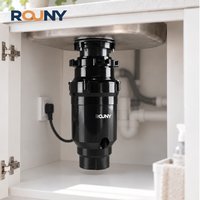 ROUNY – urządzenie do rozdrabniania odpadów spożywczych, 1/2 KM, 375 W, bezłopatkowe, z przyciskiem sterowania, zabezpieczenie przed wyciekami w 4 punktach, do zainstalowania w zlewie kuchennym.