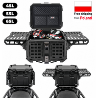 Coffre de moto en aluminium 65L, 55L, pliable, blindé, étanche, pour bagages arrière, casque, coffre de rangement rapide avec plaque de base métallique