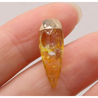 Natural Semi-precious Stone Citrine Rhombus Gold-plated Pendant Making DIY Necklace Charm Jewelry Gift