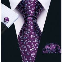 Flower Silk Men Tie Handkerchief Cufflinks Set Plum Blossom Rose Spiraea Necktie for Male Wedding Party Business Gift Barry.Wang