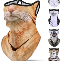 AliExpress NONE 2024 New Summer Neck Protection Cycling Face Mask Integrated Sun Protection Mask 3d Three-dimensional Animal Cat Cycling Mask