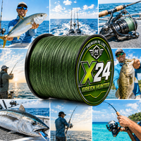 500M X24 PE Braided Fishing Line Green 24 Strands Super Strong Smooth Casting Multifilament Fishing Wire Fishing Accessories