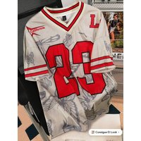 26 men Summer Butterfly No.23 Print T Shirt For Women V-Neck Mesh Hole Short Sleeve Football Jersey Y2K Loose Beach Women Tshirt