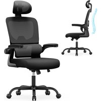 Ergonomic Office Chair with Lumbar Support, Home Office Desk Computer Chairs Adjustable Headrest and Flip-up Armrests