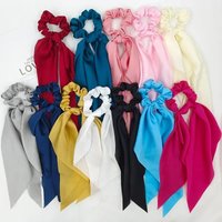 Fashion Solid Color Bow Satin Long Ribbon Ponytail Scarf Hair Ties Scrunchies Women Girls Elastic Hair Bands Sweet Headwear New