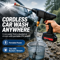 2 Battery Cordless Pressure Washer 1800PSI 125Bar, Portable Jet Wash Car Cleaner Gun with 6-in-1 Nozzle 10m Hose UK Plug for Car Patio Garden